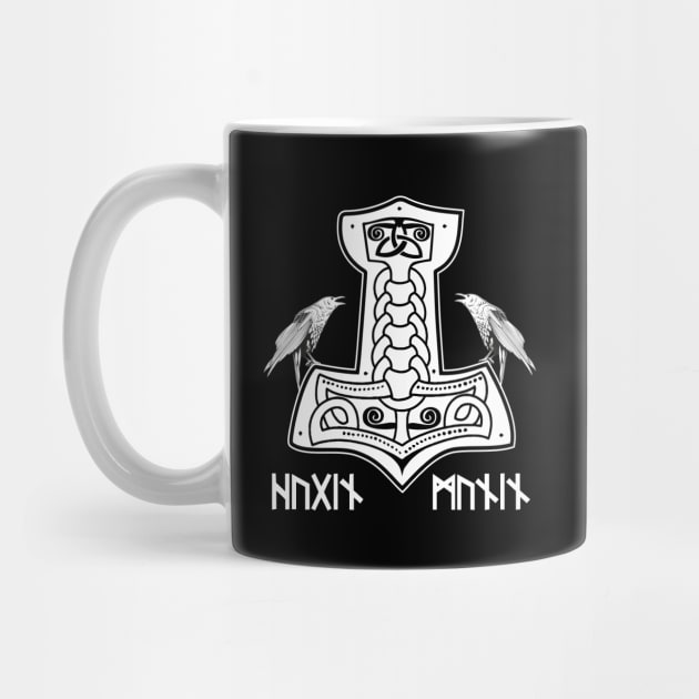 Epic Thor Hammer Hugin Munin Odin Wodan Viking Norse Mythology Runes by stearman